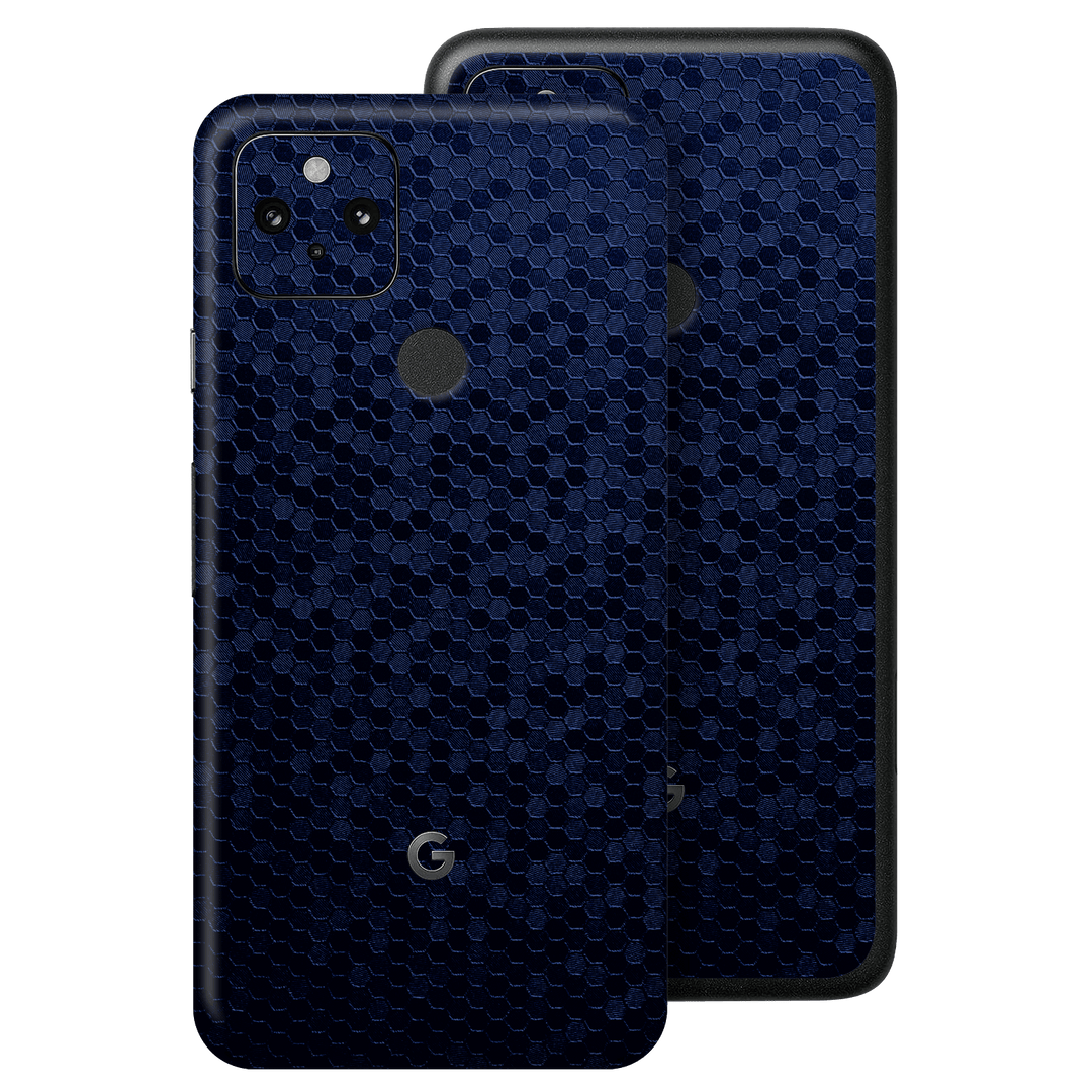 Pixel 4a 5G Luxuria Navy Blue Honeycomb 3D Textured Skin Wrap Sticker Decal Cover Protector by EasySkinz